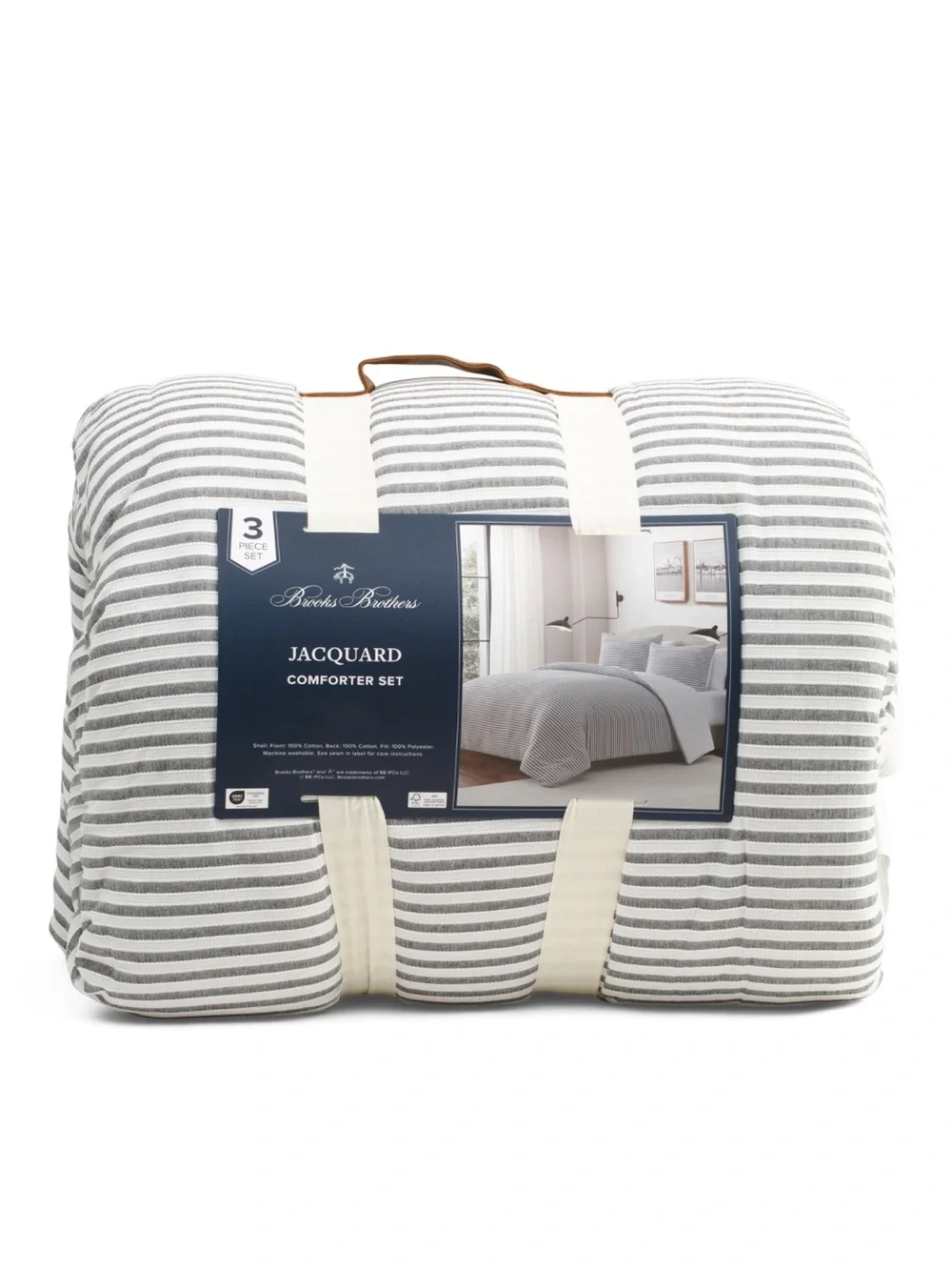 Brooks Brothers Gray Stripe Jacquard Comforter Set - Gray